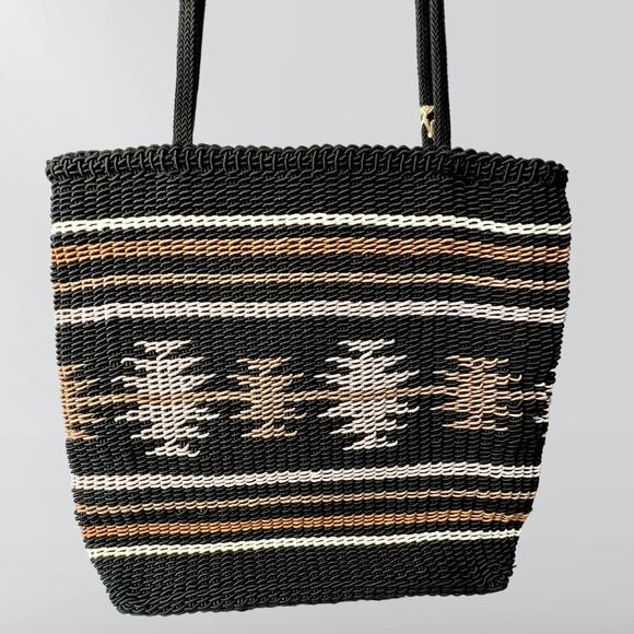 NWT Stone Mountain Aztec Woven Knit Crochet Boho Striped Crossbody Bag - Picture 5 of 6